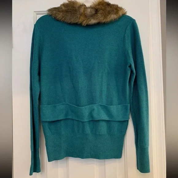 Cabi Knit Sweater Cardigan Blazer With Removable Fur Collar Size Small Old Money - Picture 2 of 4